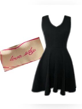 love...ady Vintage 90’s Black V-Neck Fit & Flare Dress